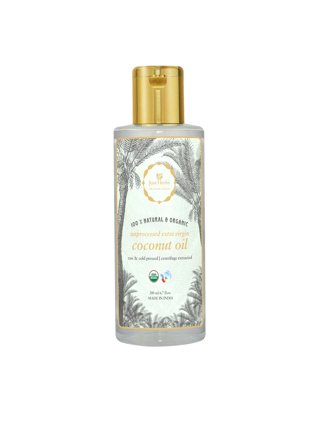

Just Herbs Unisex Extra Virgin Coconut Oil For Hair And Skin 200ml, White
