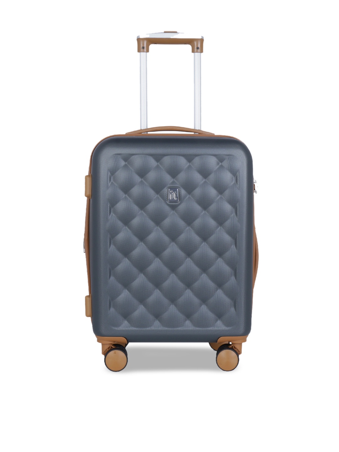 

IT luggage Grey Textured Hard-Sided 360-Degree Rotation Cabin Trolley Bag