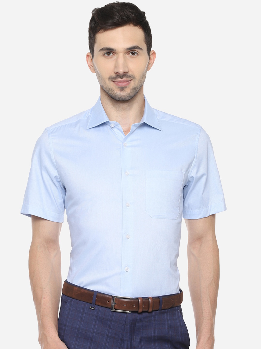 

Louis Philippe Men Blue Regular Fit Self Design Formal Shirt