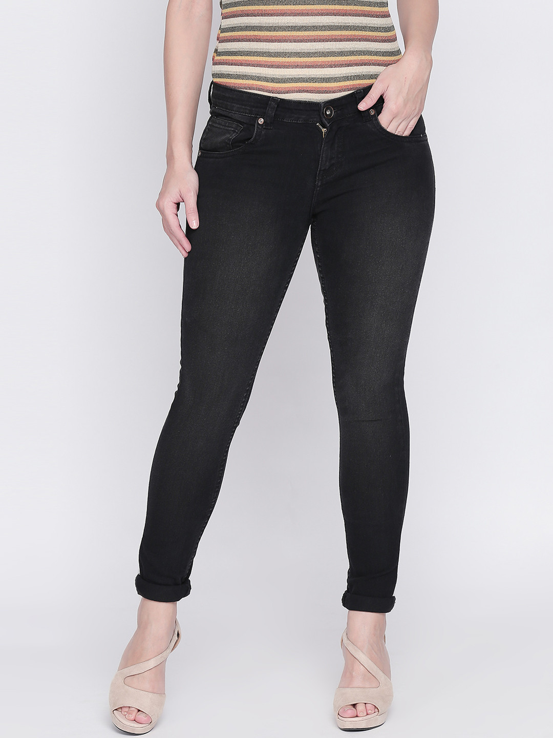 

High Star Women Black Slim Fit Mid-Rise Clean Look Stretchable Jeans