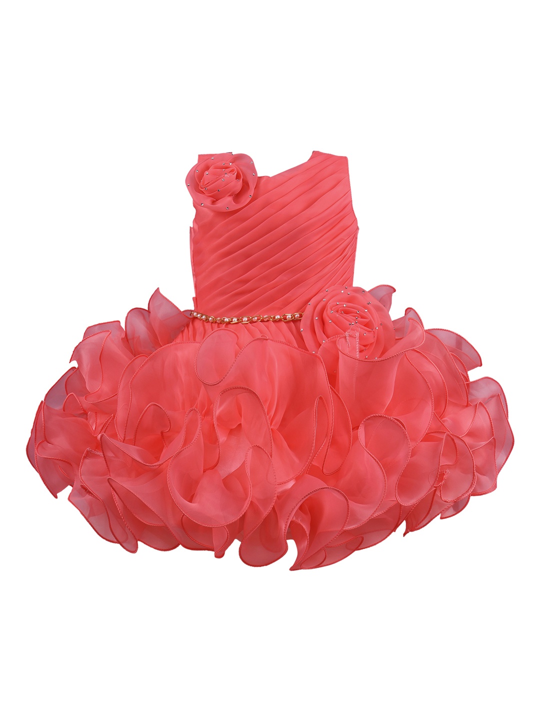 

Wish Karo Girls Peach-Coloured Embellished Fit and Flare Dress