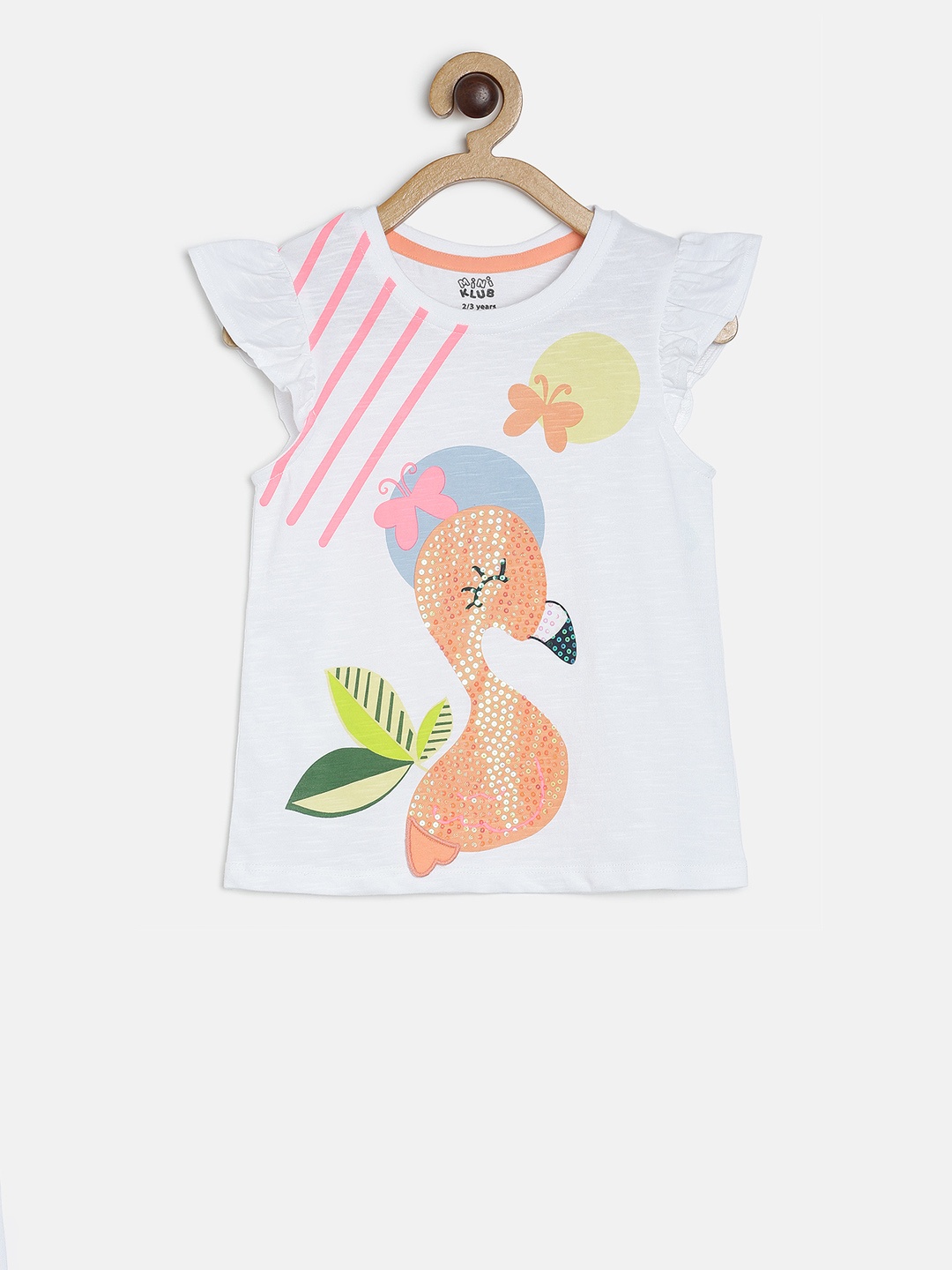 

MINI KLUB Girls White Printed A-Line Pure Cotton Top