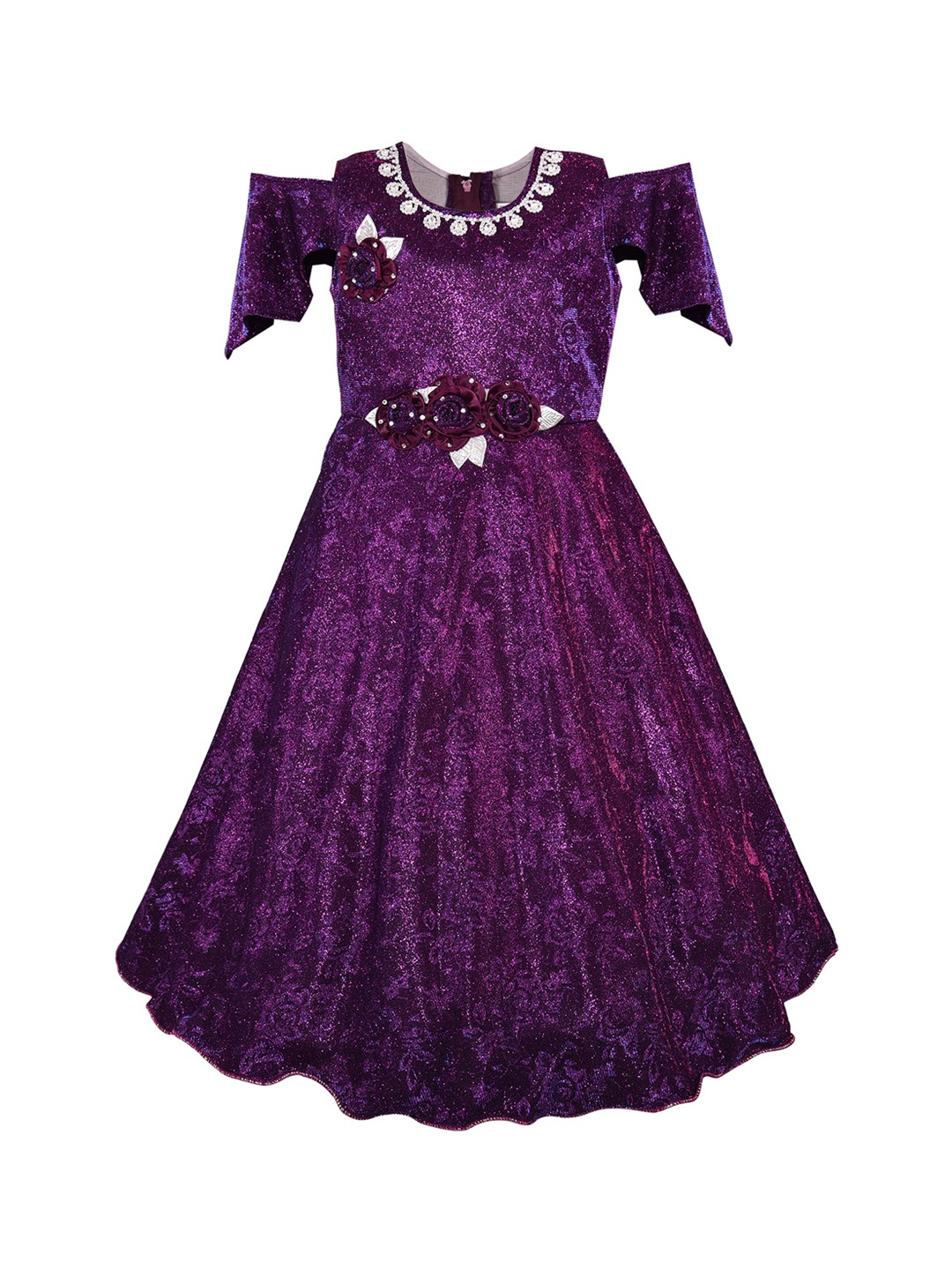 

Wish Karo Girls Purple Embellished Fit and Flare Dress
