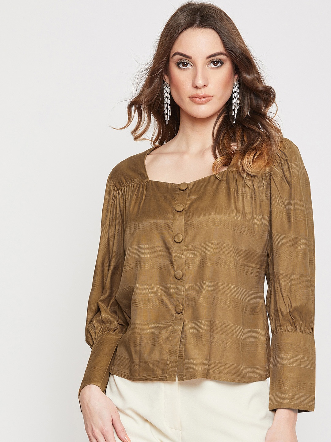 

Marie Claire Women Brown Striped Top