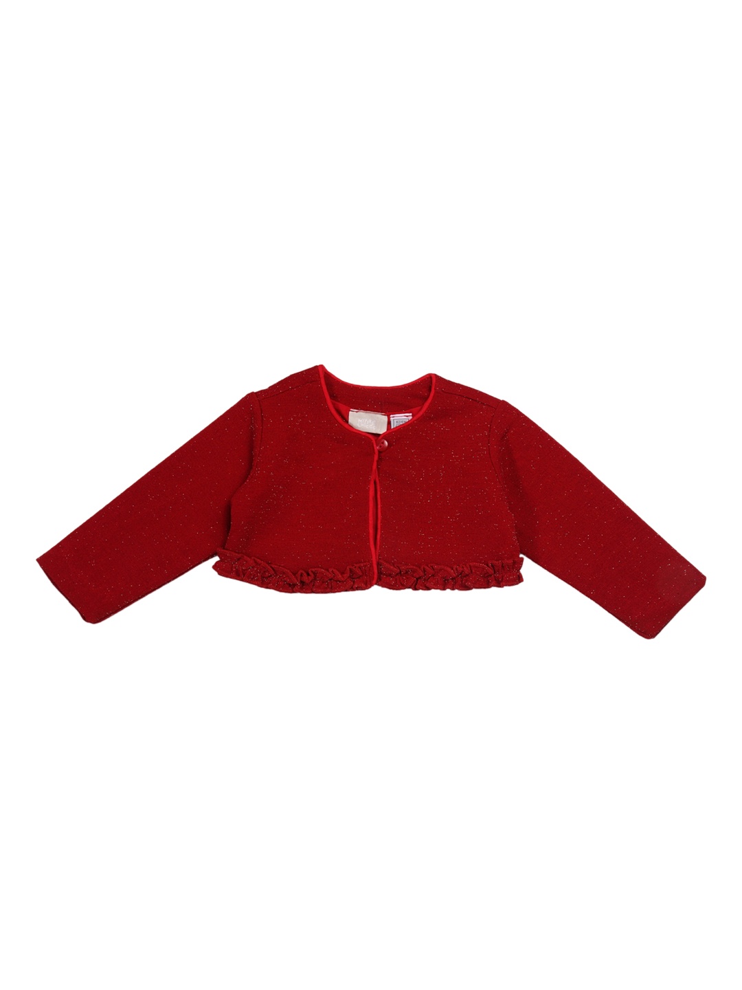 

Chicco Girls Red Self-Design Crop Open Front Shrug