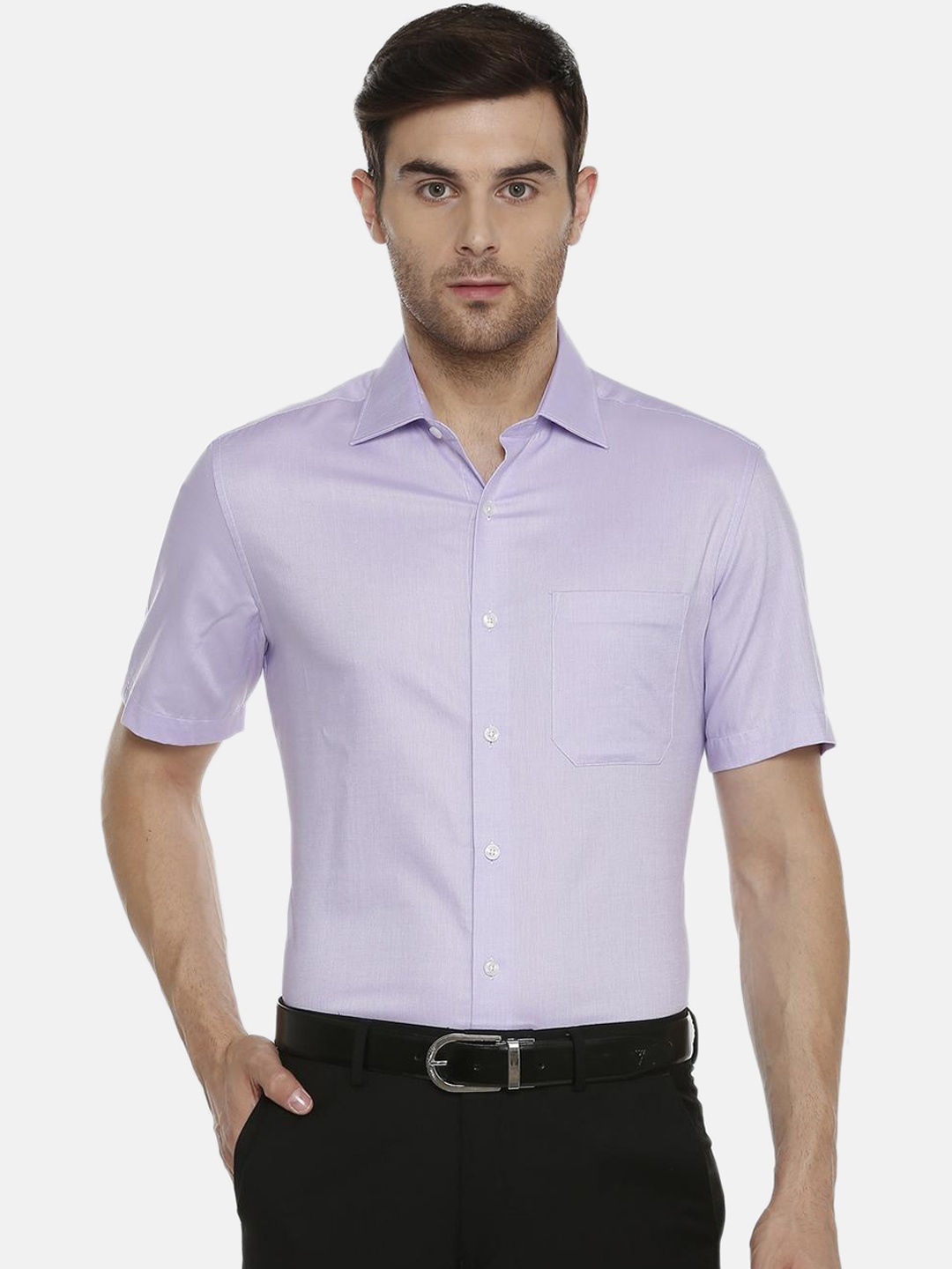 

Louis Philippe Men Purple Regular Fit Self Design Formal Shirt