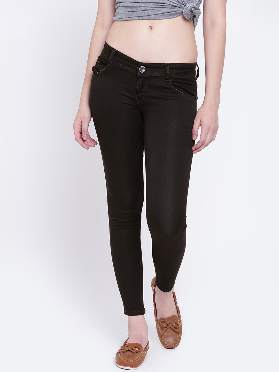 

High Star Women Brown Slim Fit Mid-Rise Clean Look Stretchable Jeans