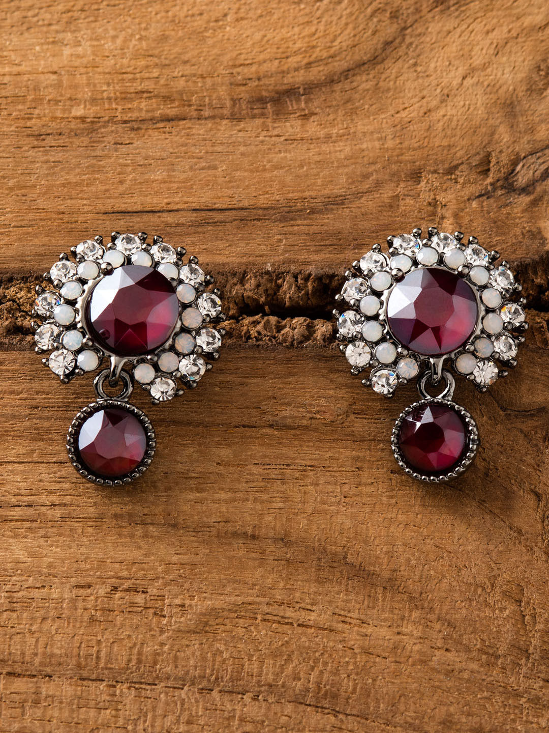 

E2O Silver-Plated & Pink Oxidisied Contemporary Drop Earrings