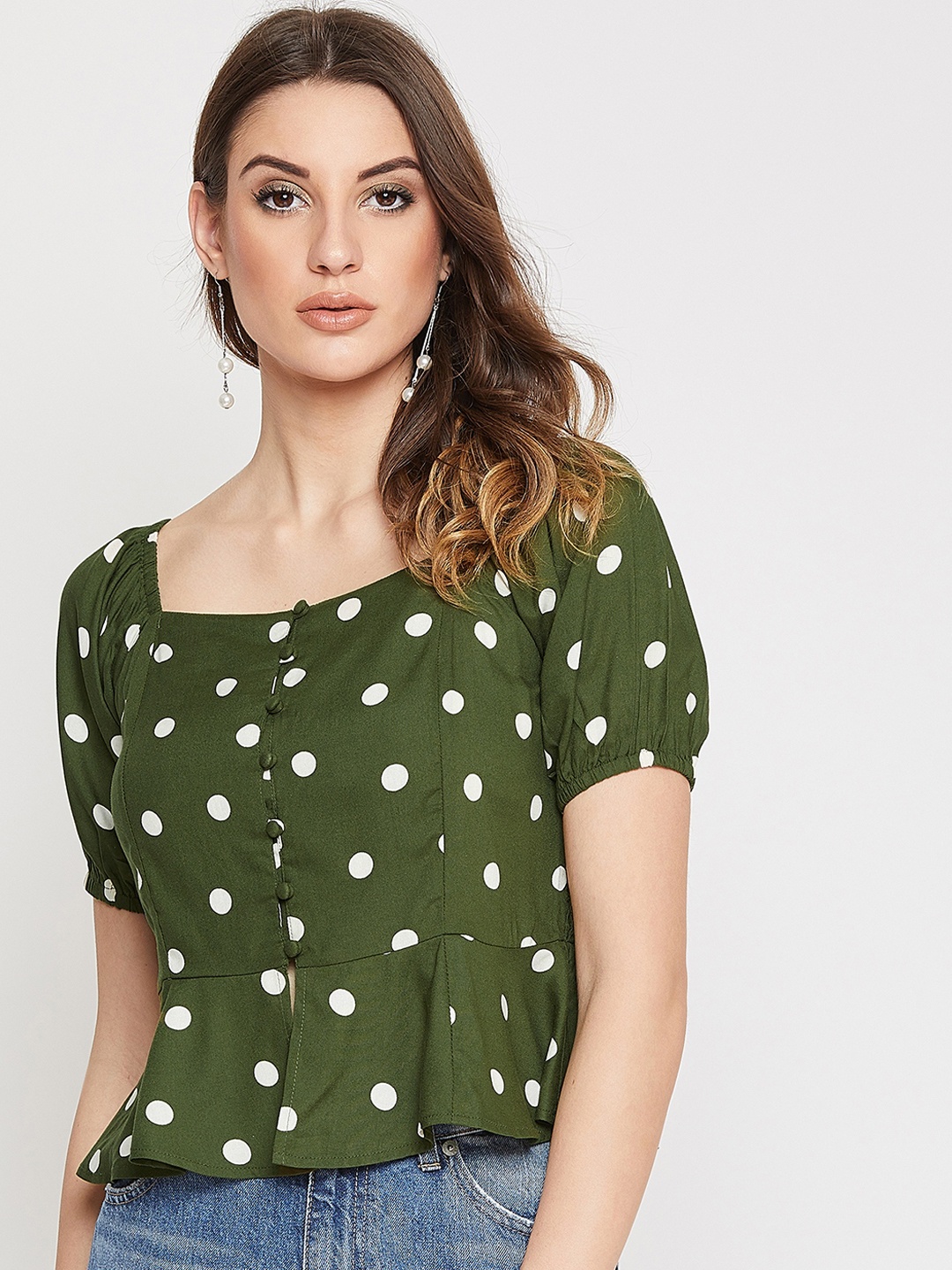 

Marie Claire Women Green Printed Top