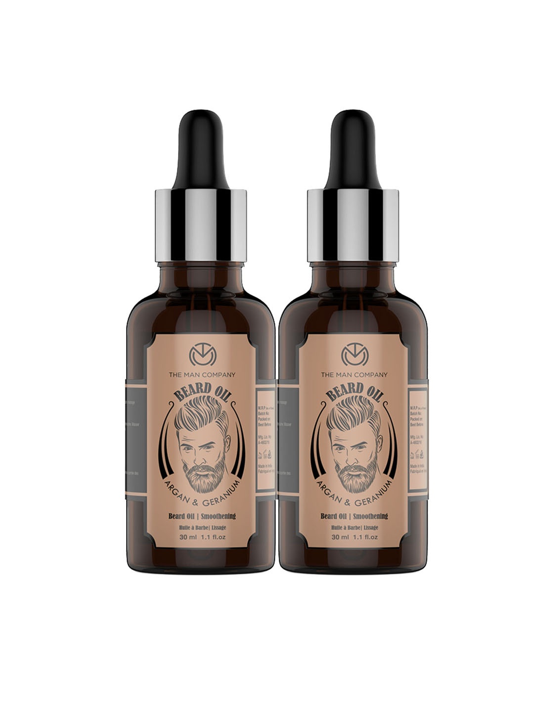 

THE MAN COMPANY Set of 2 Argan & Geranium Beard Oil, Brown