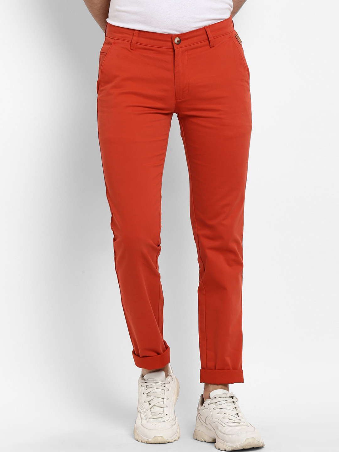 

Urbano Fashion Men Rust Slim Fit Solid Regular Trousers