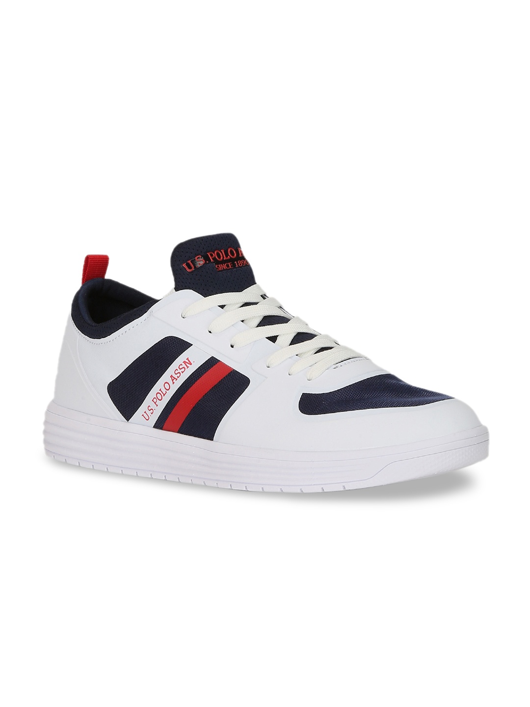 

U.S. Polo Assn. Men White & Navy Blue Colourblocked Sneakers