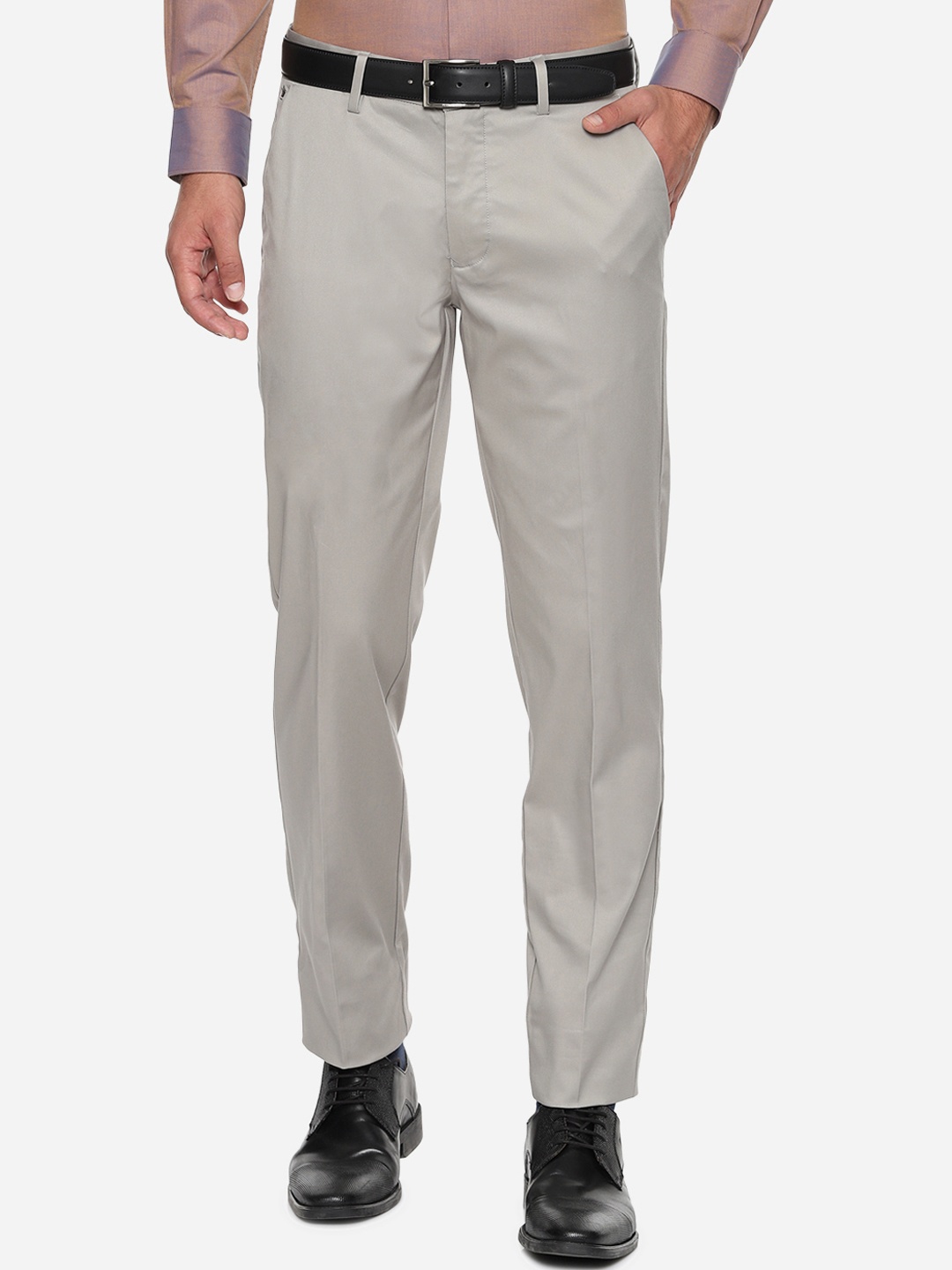 

Louis Philippe Men Grey Regular Fit Solid Formal Trousers
