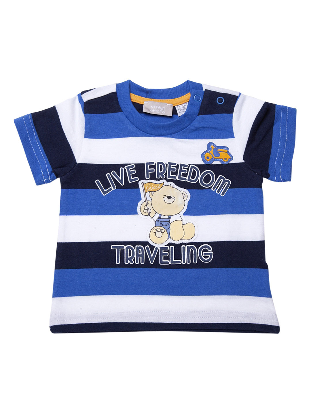 

Chicco Boys Blue White Striped Round Neck Pure Cotton T-shirt