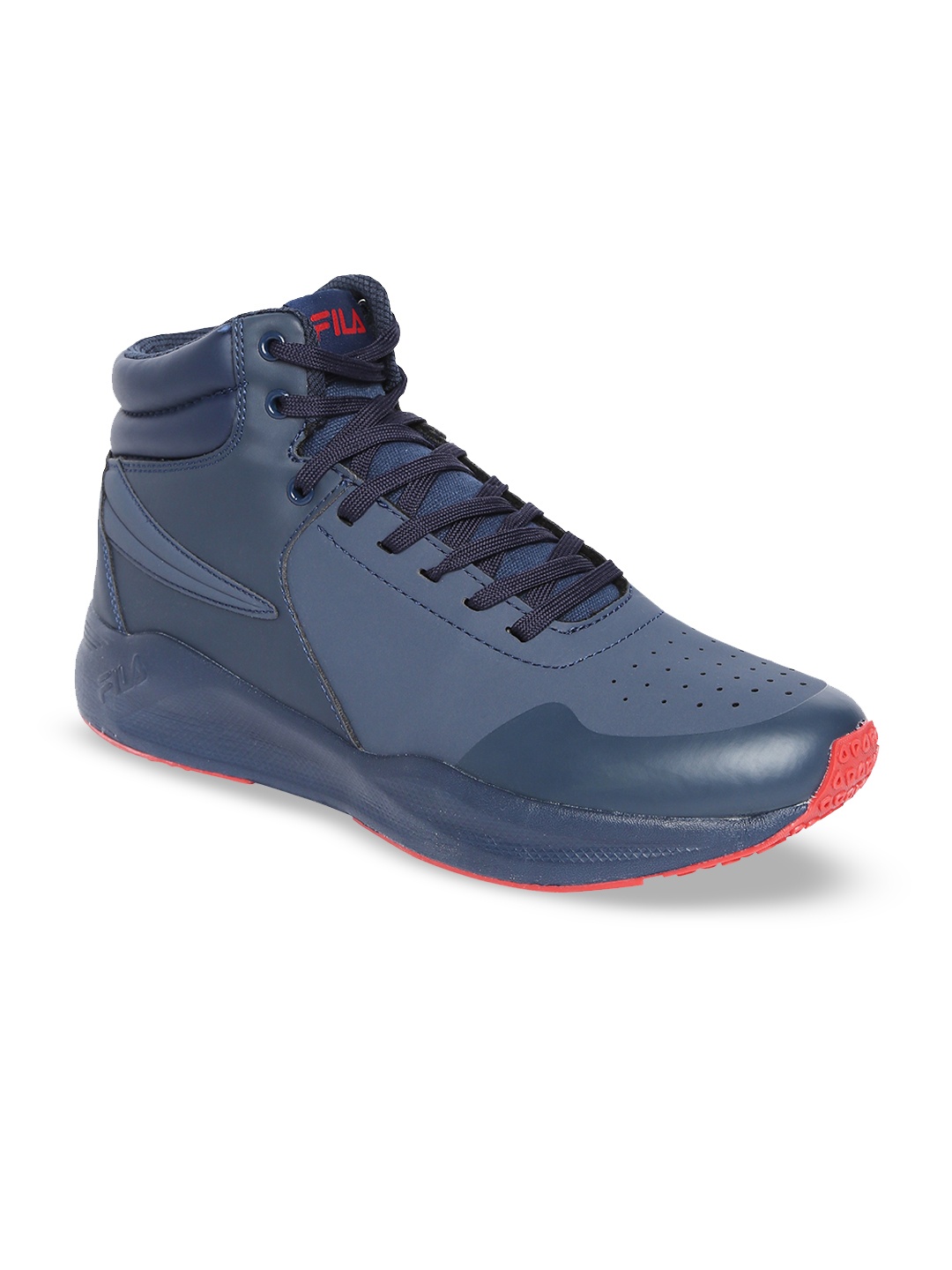 

FILA Men Blue Solid Mid-Top Sneakers