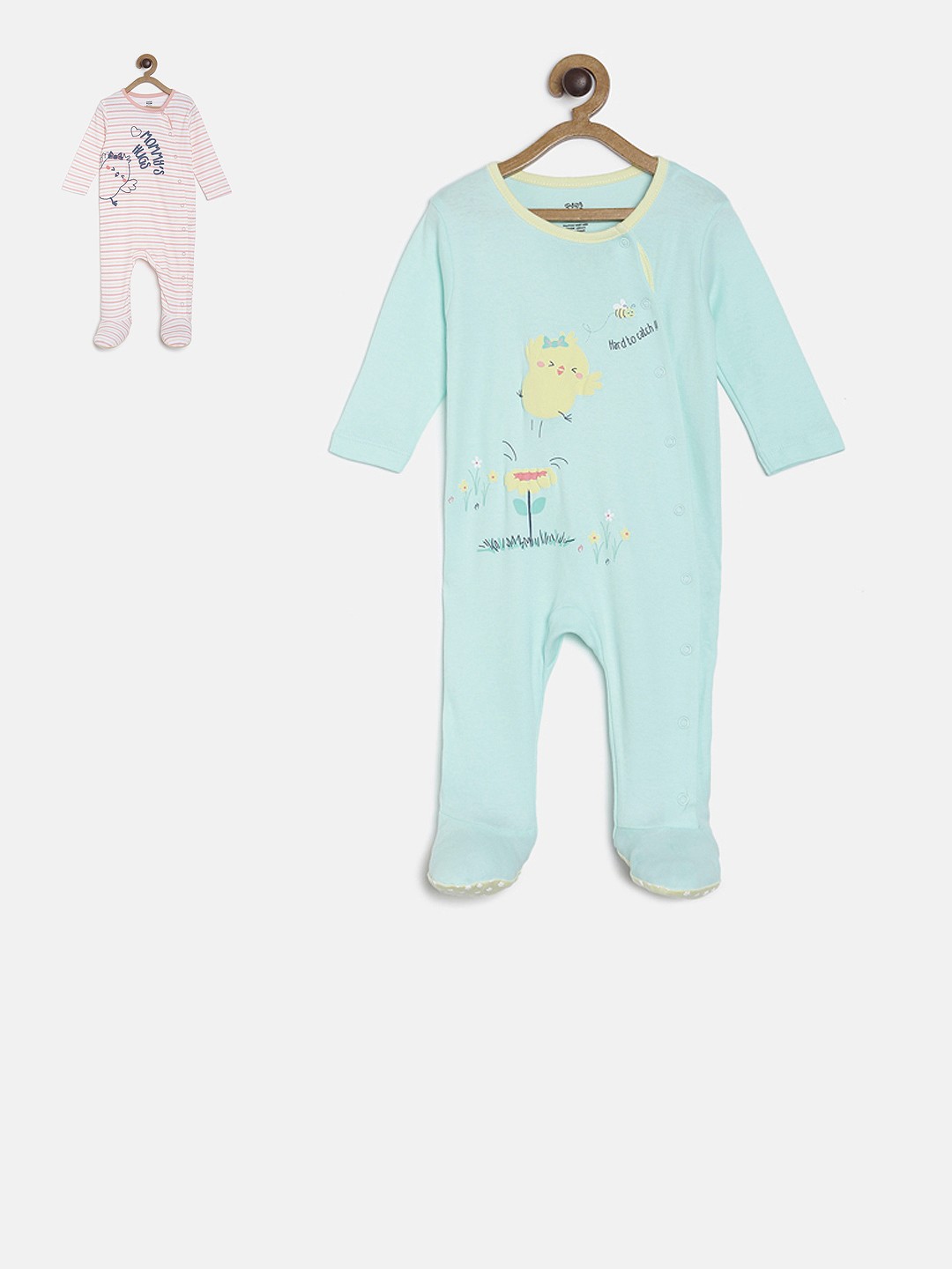 

MINI KLUB Infant Girls Pack of 2 Printed Sleepsuits, Blue