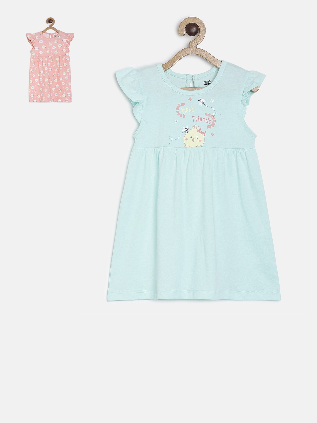 

MINI KLUB Girls Pack Of 2 Printed Fit and Flare Dress, Blue