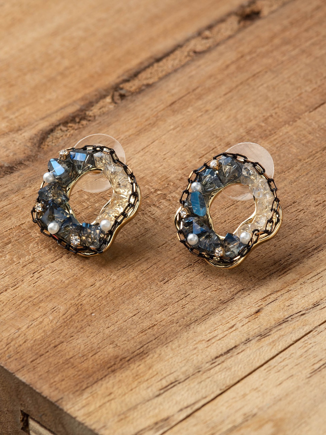 

E2O Gold-Plated Contemporary Studs, Blue