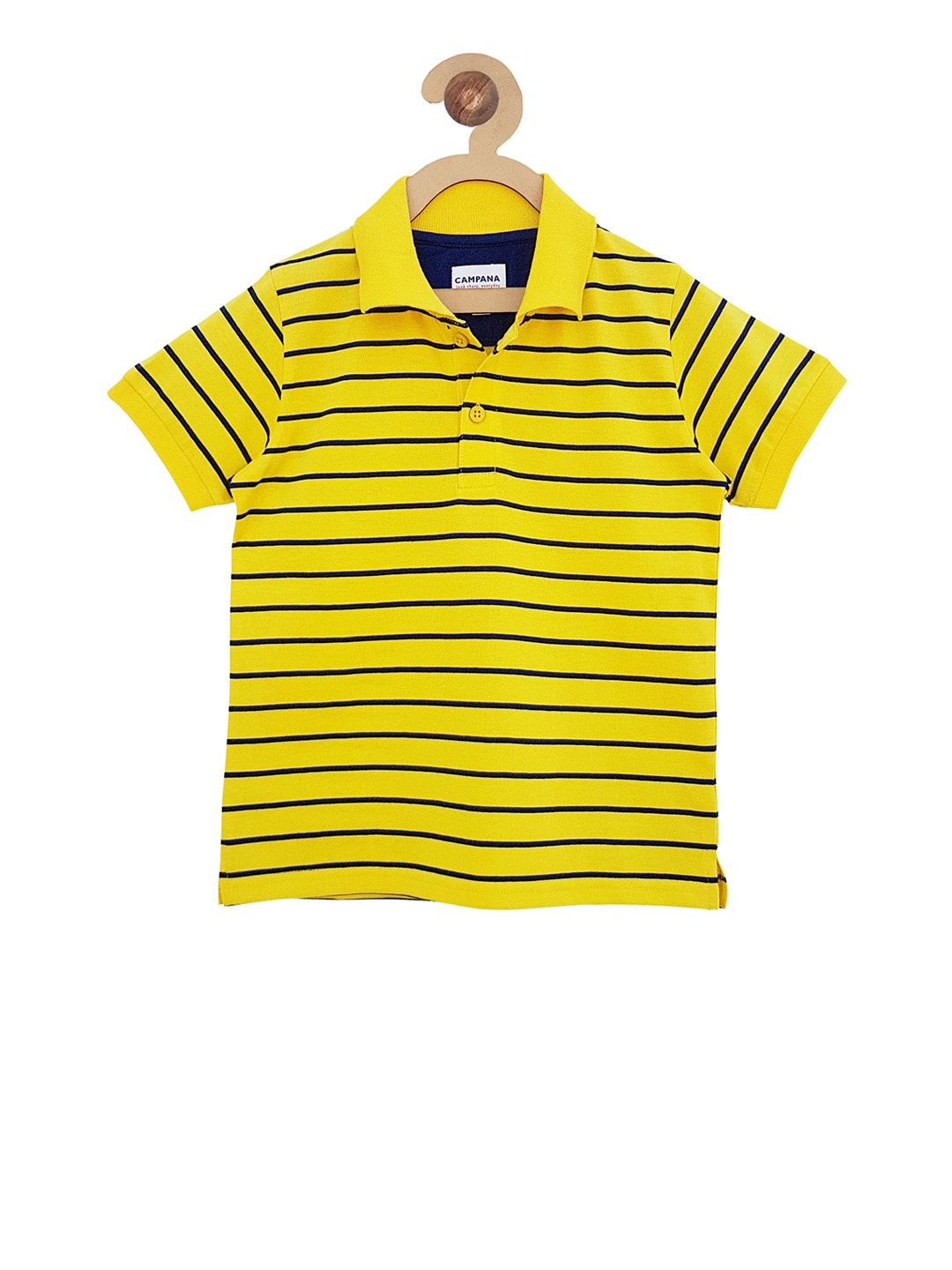 

Campana Boys Yellow Striped Polo Collar T-shirt