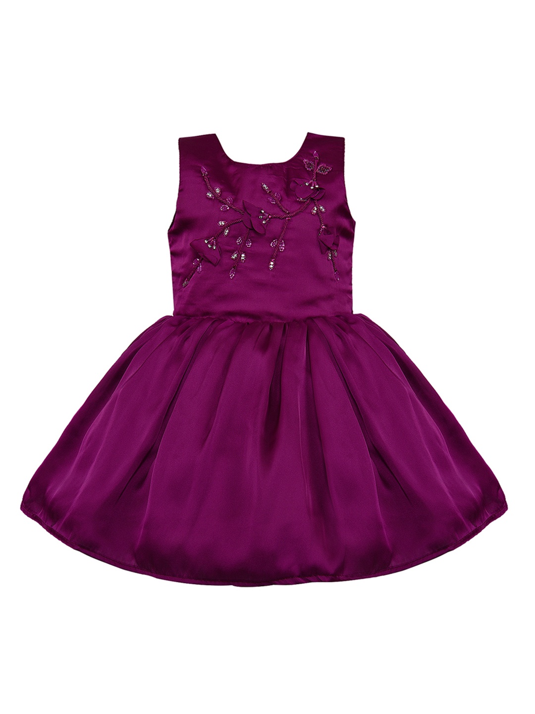 Wish Karo Girls Purple Embellished Fit and Flare Dress