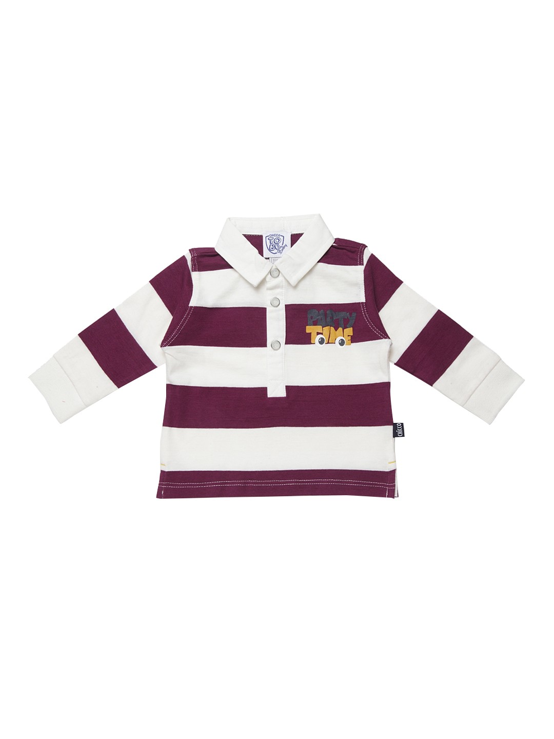 

Chicco Boys Maroon White Striped Polo Collar Pure Cotton T-shirt
