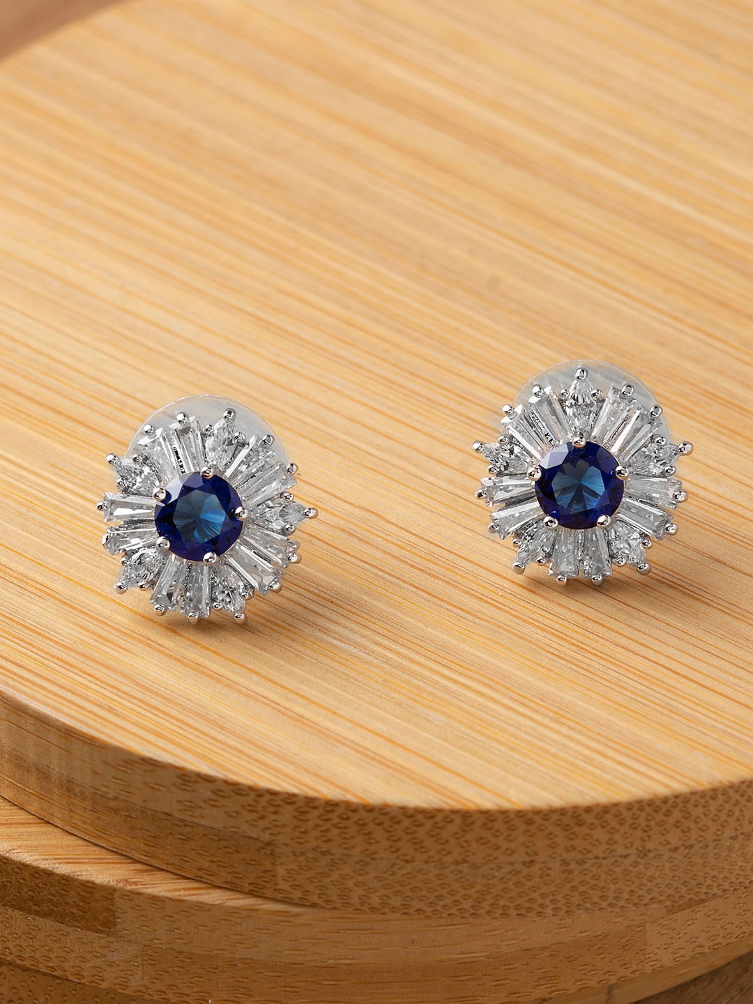 

E2O Blue & Silver-Toned Spherical Studs