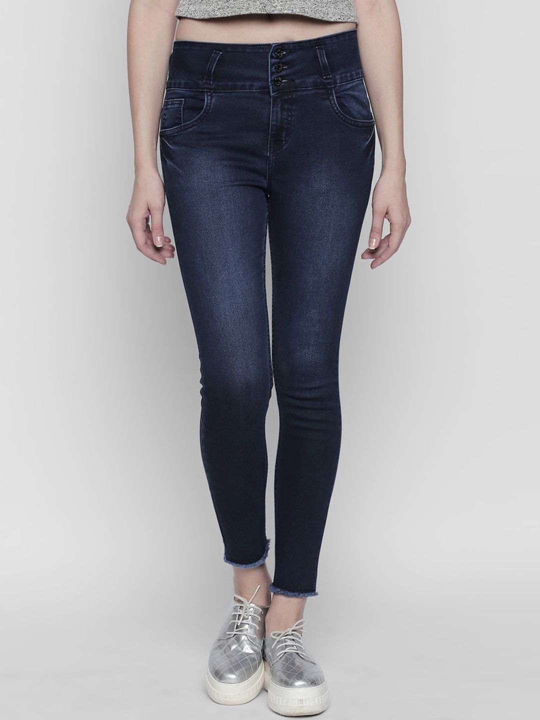 

High Star Women Plus Size Blue Slim Fit High-Rise Clean Look Stretchable Jeans