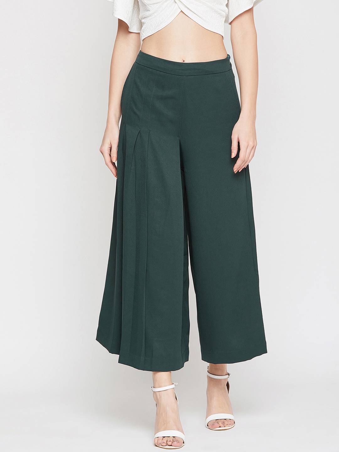 

Marie Claire Women Green Flared Solid Culottes