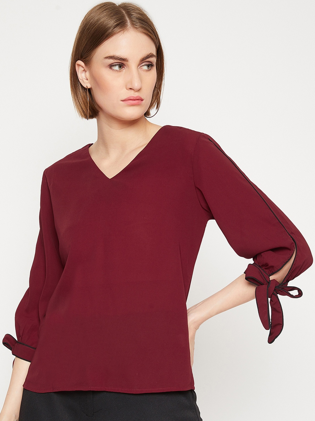 

Marie Claire Women Maroon Solid Formal Top