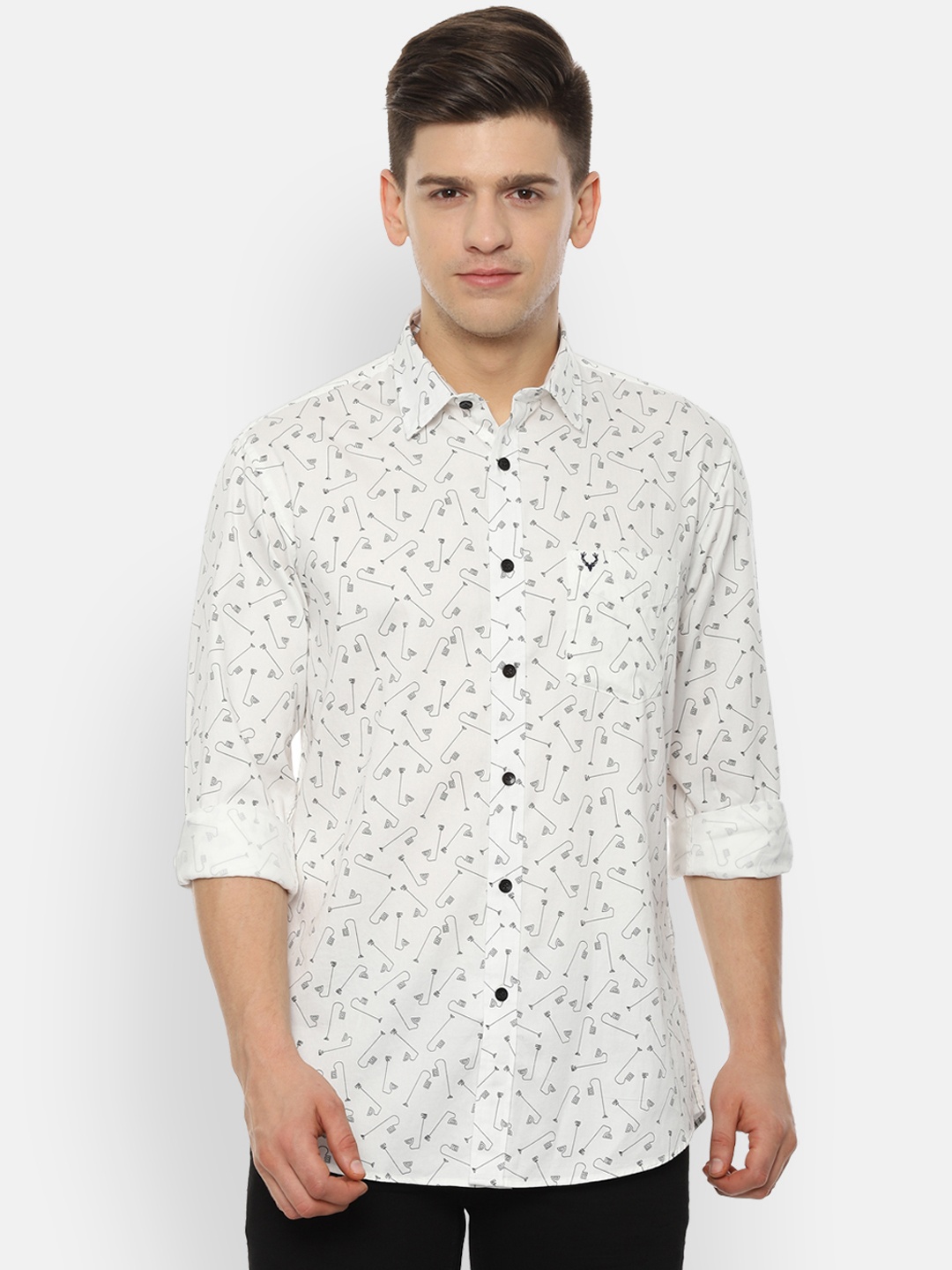 

Allen Solly Men White Slim Fit Printed Casual Shirt