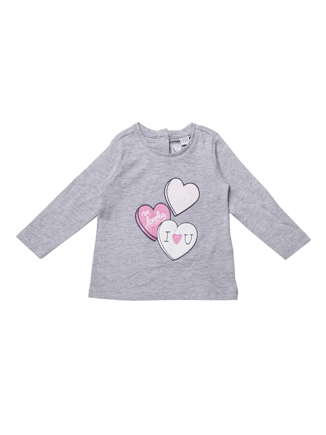 

Chicco Girls Grey Melange Printed Round Neck T-shirt