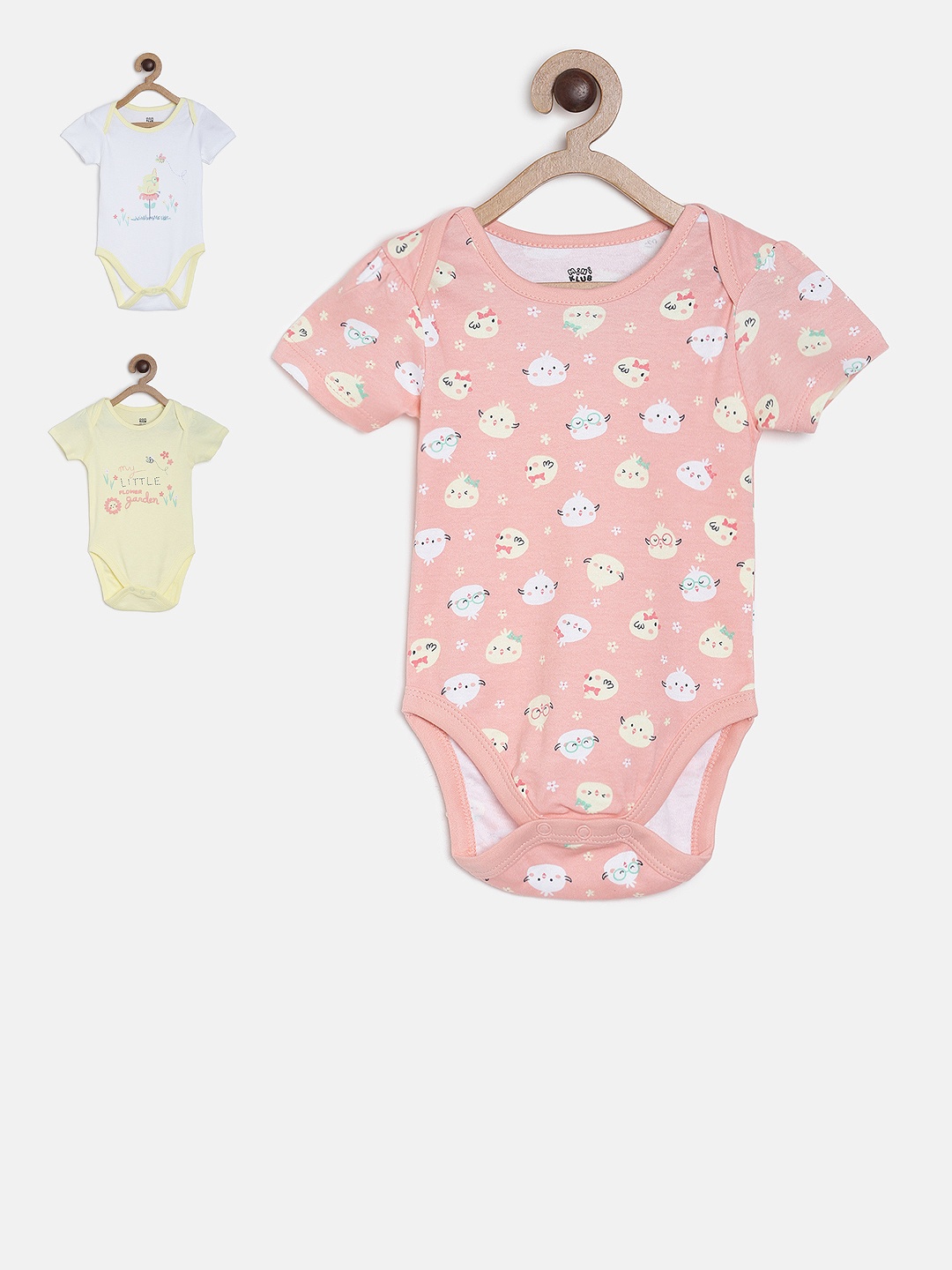 

MINI KLUB Pack of 3 Girls Printed Bodysuits, Multi