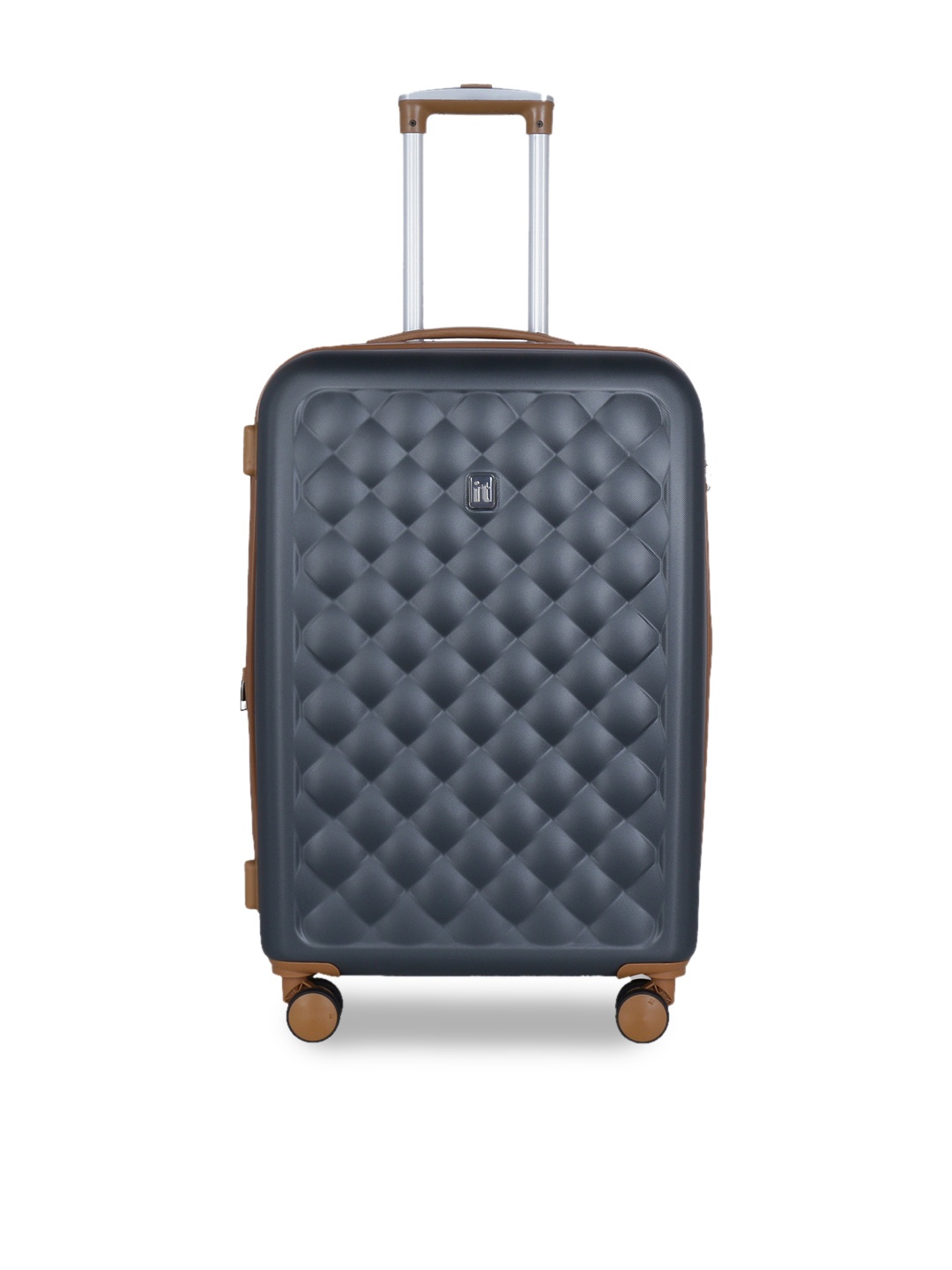 

IT luggage Grey Textured Hard-Sided 360-Degree Rotation Medium Trolley Bag