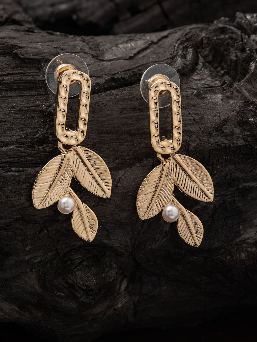 

E2O Gold-Plated Leaf Shaped Drop Earrings