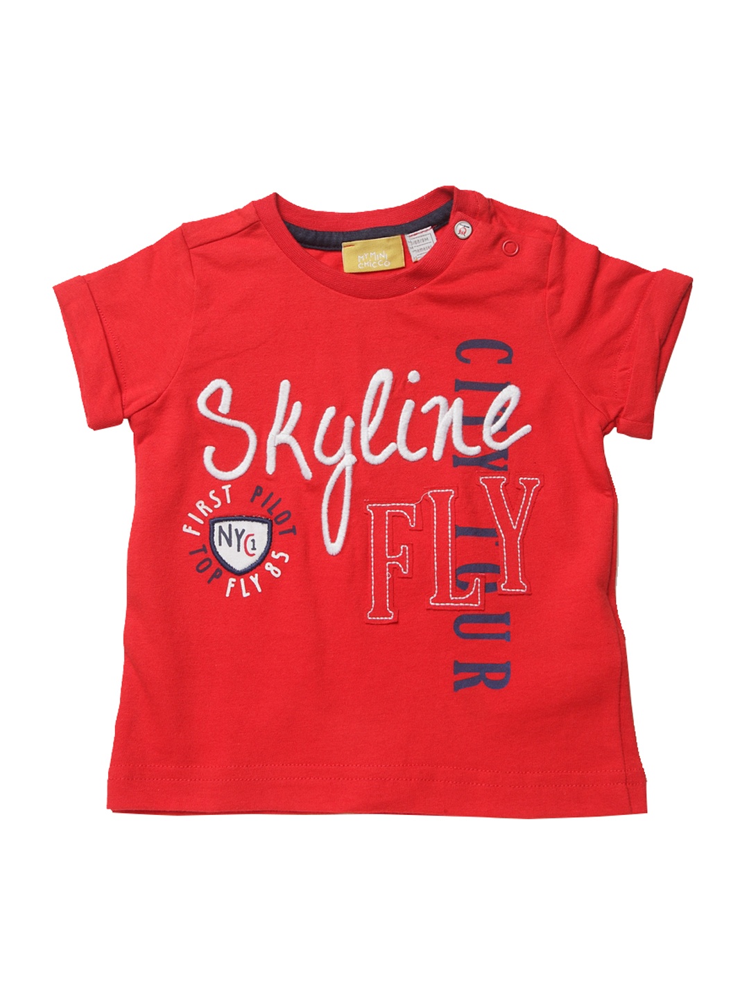 

Chicco Boys Red Printed Round Neck Pure Cotton T-shirt