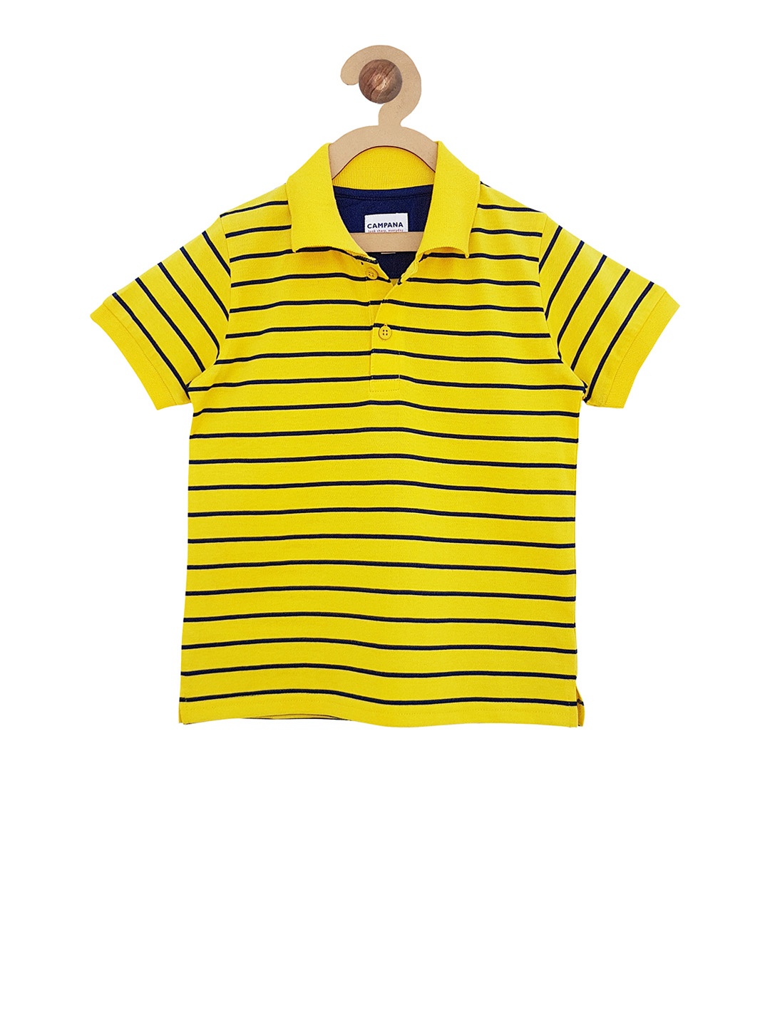 

Campana Boys Yellow Striped Polo Collar T-shirt