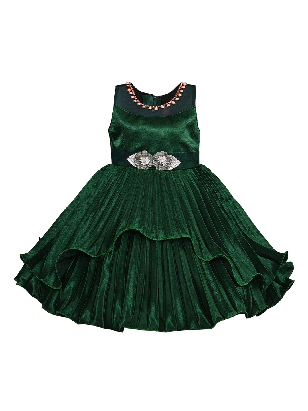

Wish Karo Girls Green Embellished Fit and Flare Dress