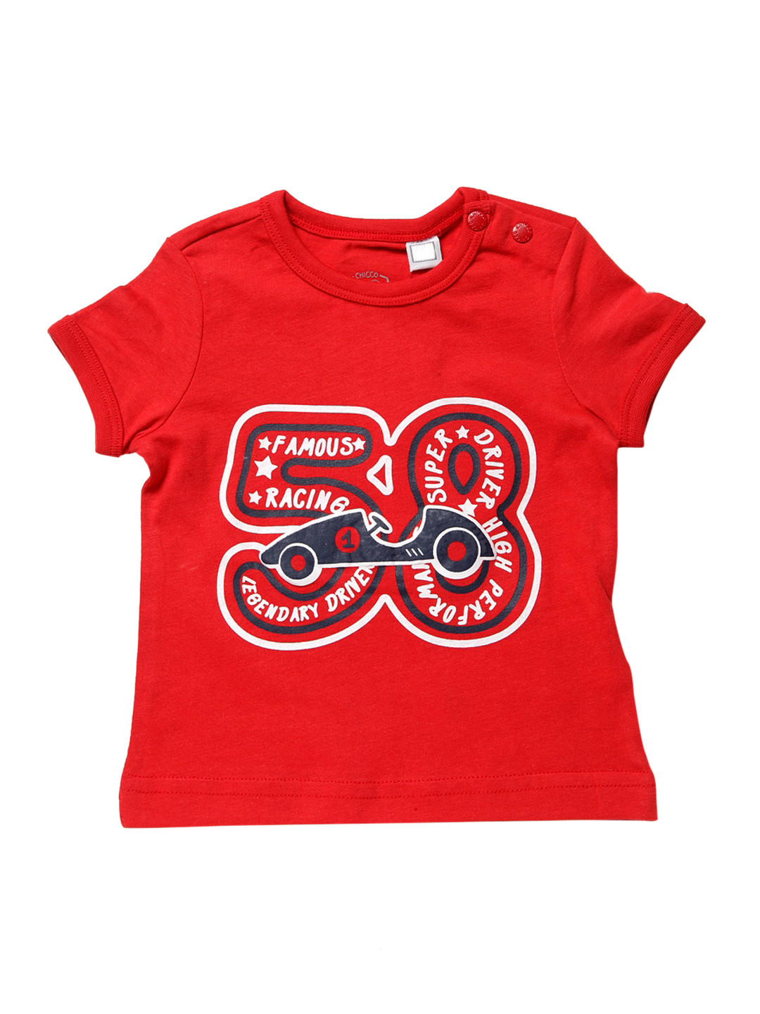 

Chicco Boys Red Printed Round Neck Pure Cotton T-shirt