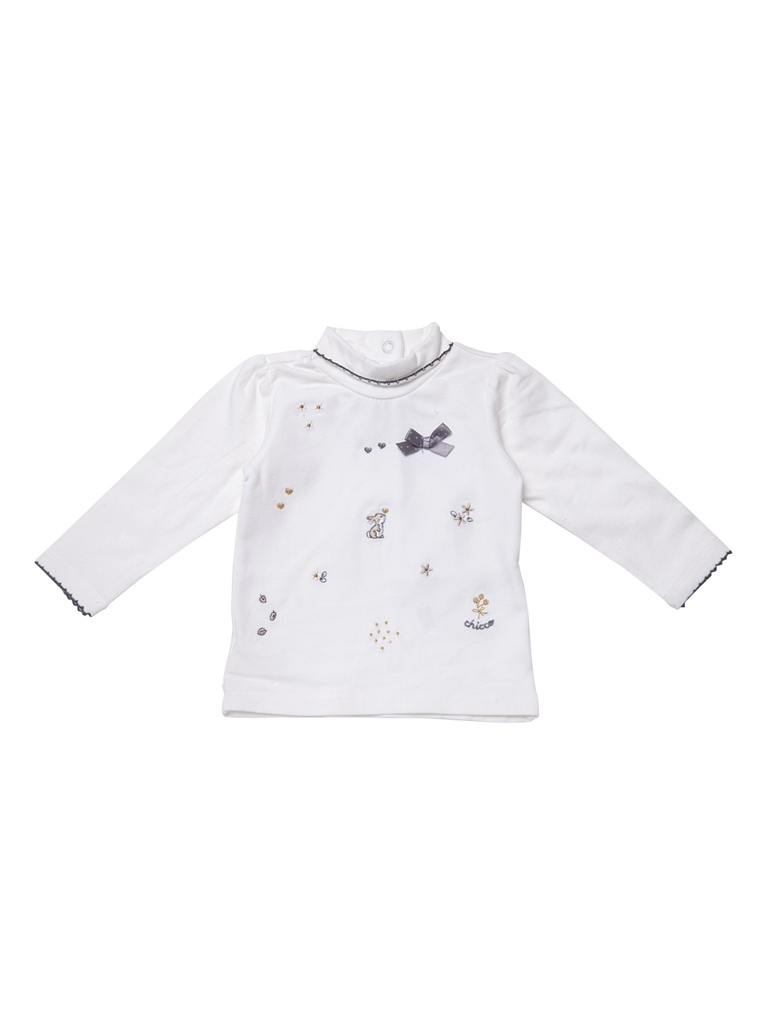 

Chicco Girls White Embroidered High Neck T-shirt