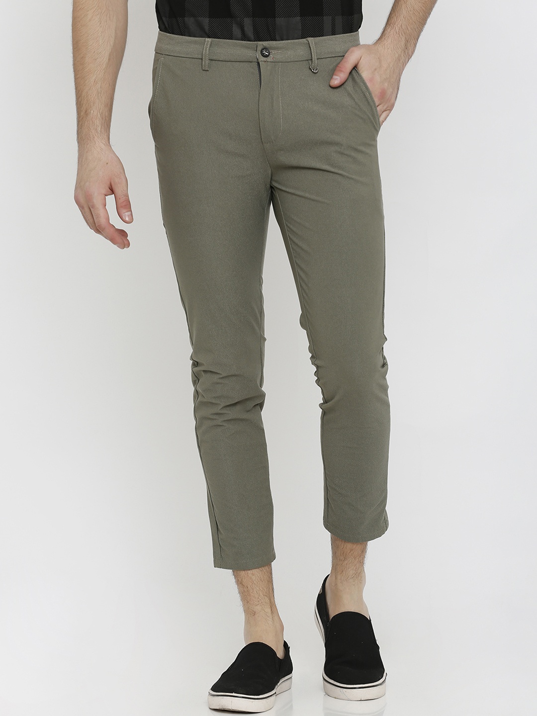 

Rex Straut Jeans Men Green Slim Fit Solid Regular Trousers