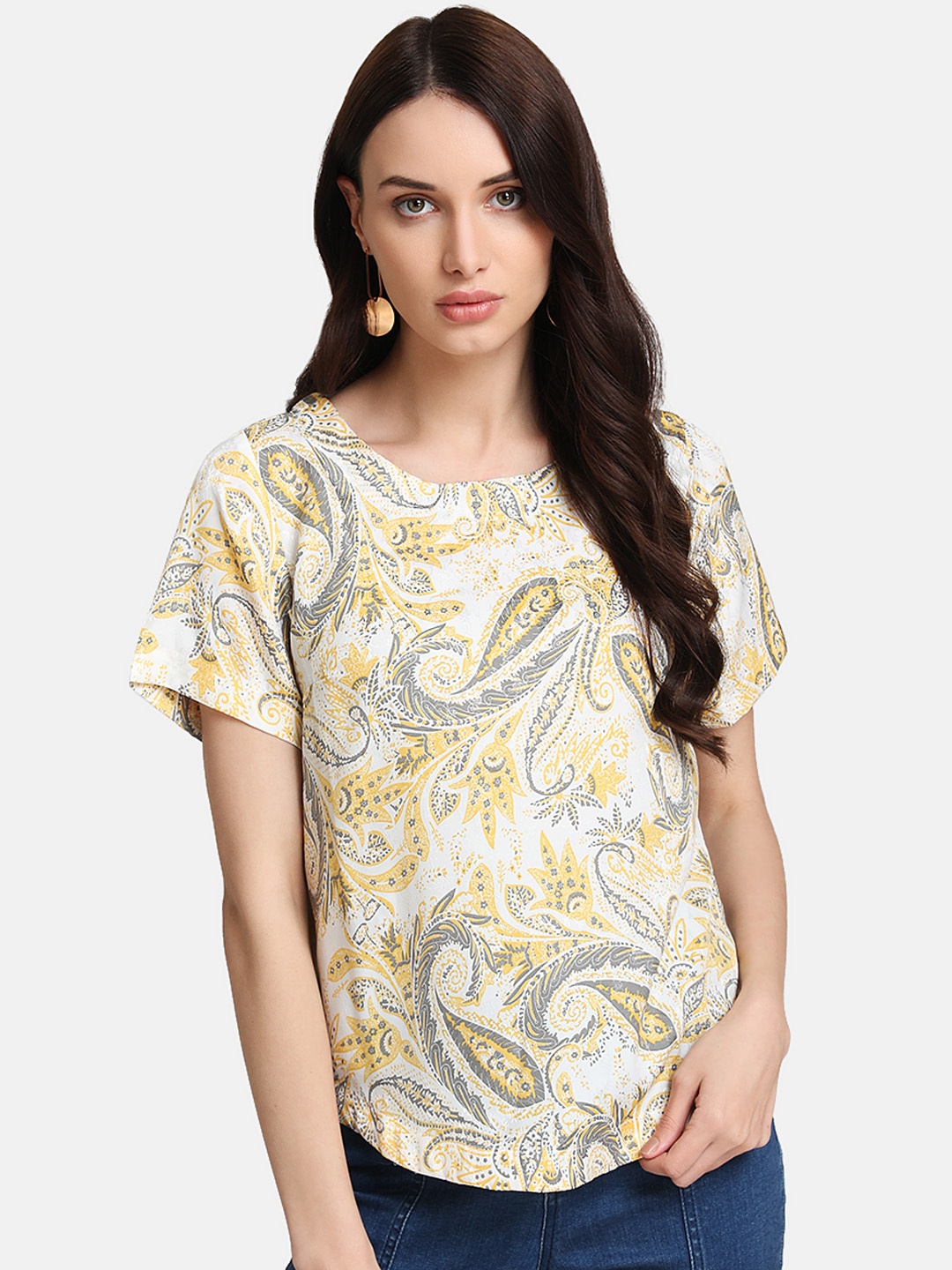 

Kazo Women Yellow Printed Top