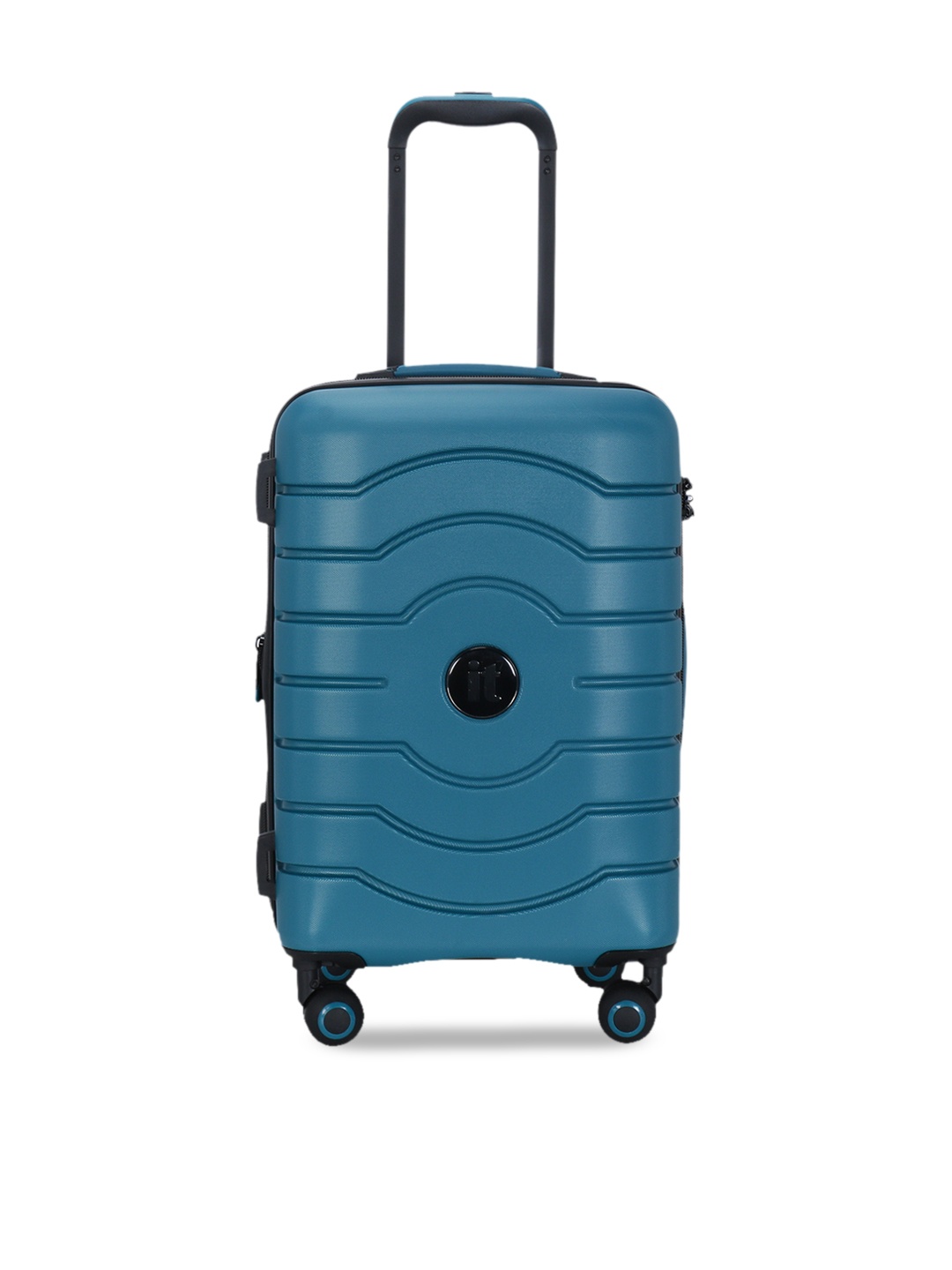 

IT luggage Blue Textured Hard-Sided 360-Degree Rotation Cabin Trolley Bag