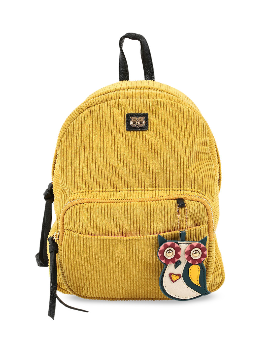 

Chumbak Women Mustard Yellow Self-Striped Backpack
