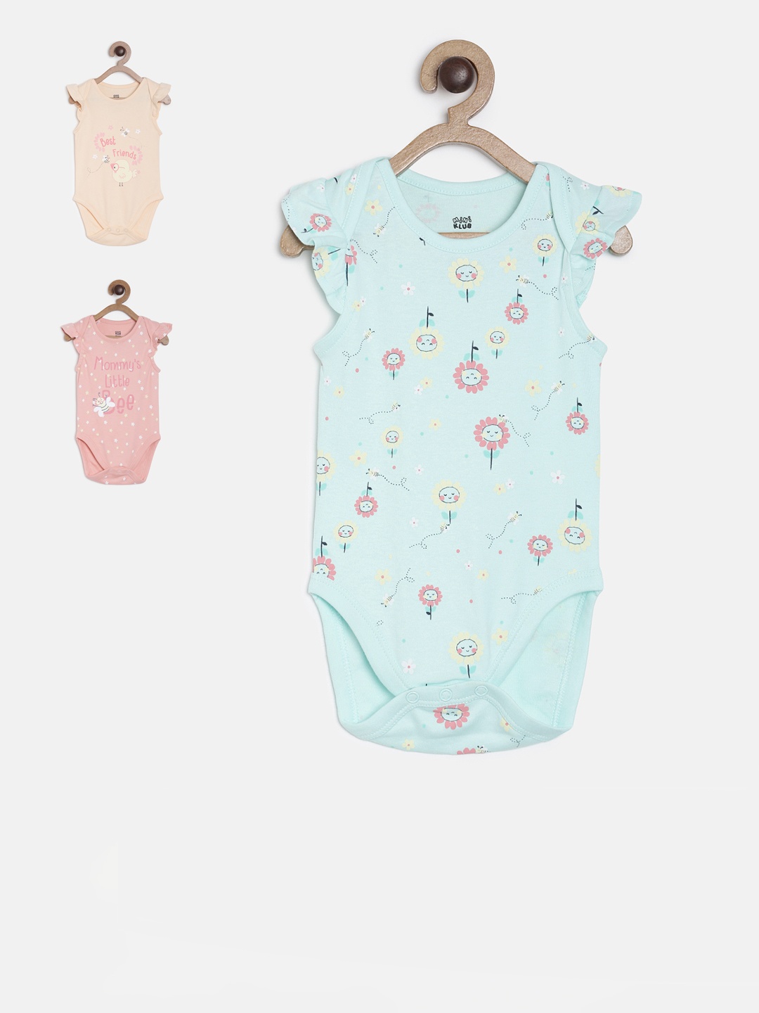 

MINI KLUB Infant Girls Pack of 3 Printed Bodysuit, Multi