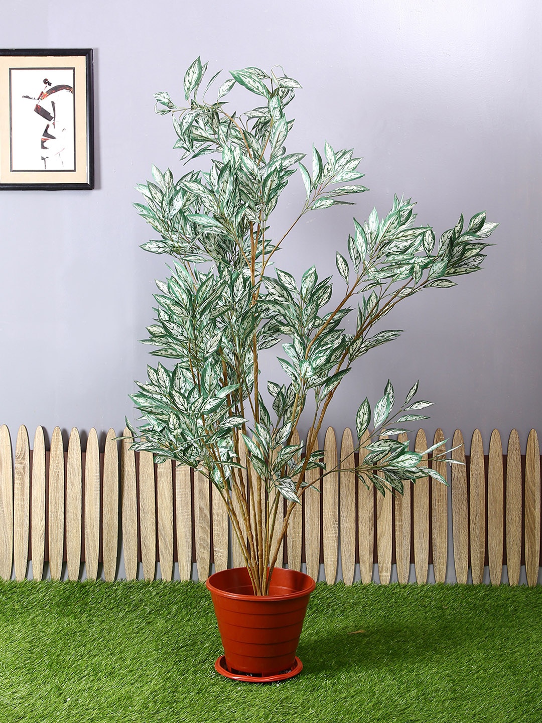

PolliNation White Green Artificial Plant Without Pot