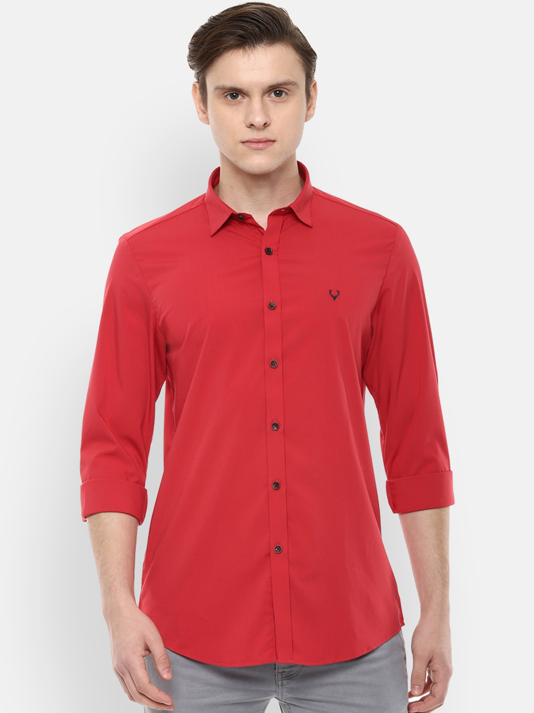 

Allen Solly Men Red Slim Fit Solid Casual Shirt