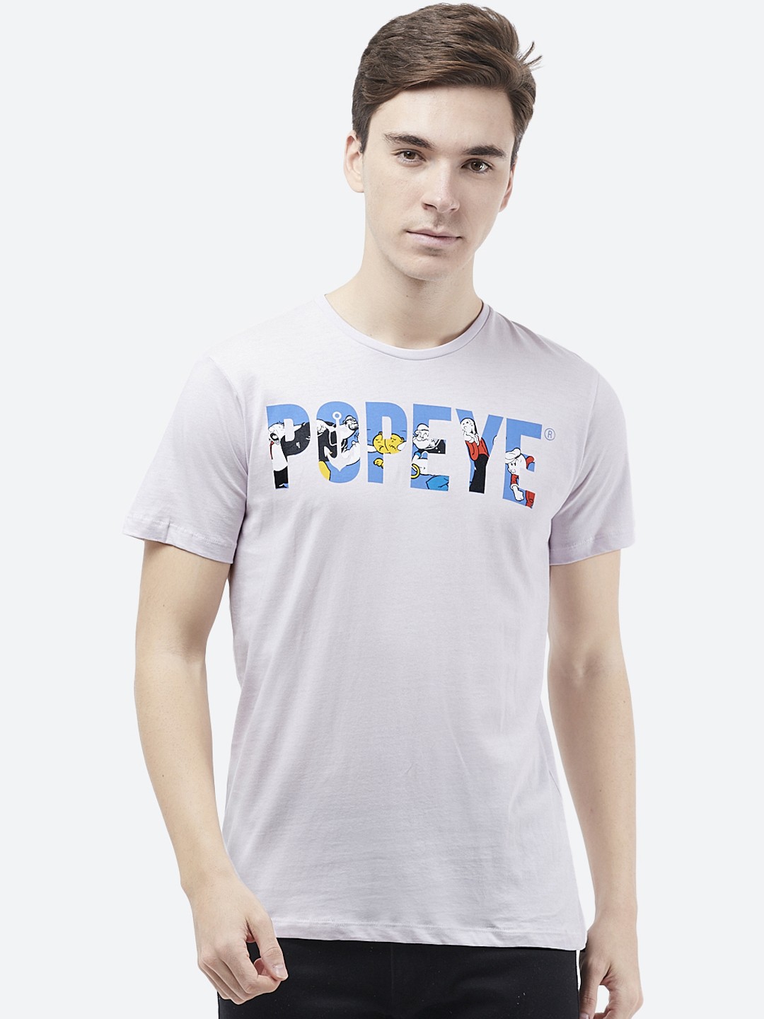 

Free Authority Men White & Blue Cotton Popeye Printed T-shitrs