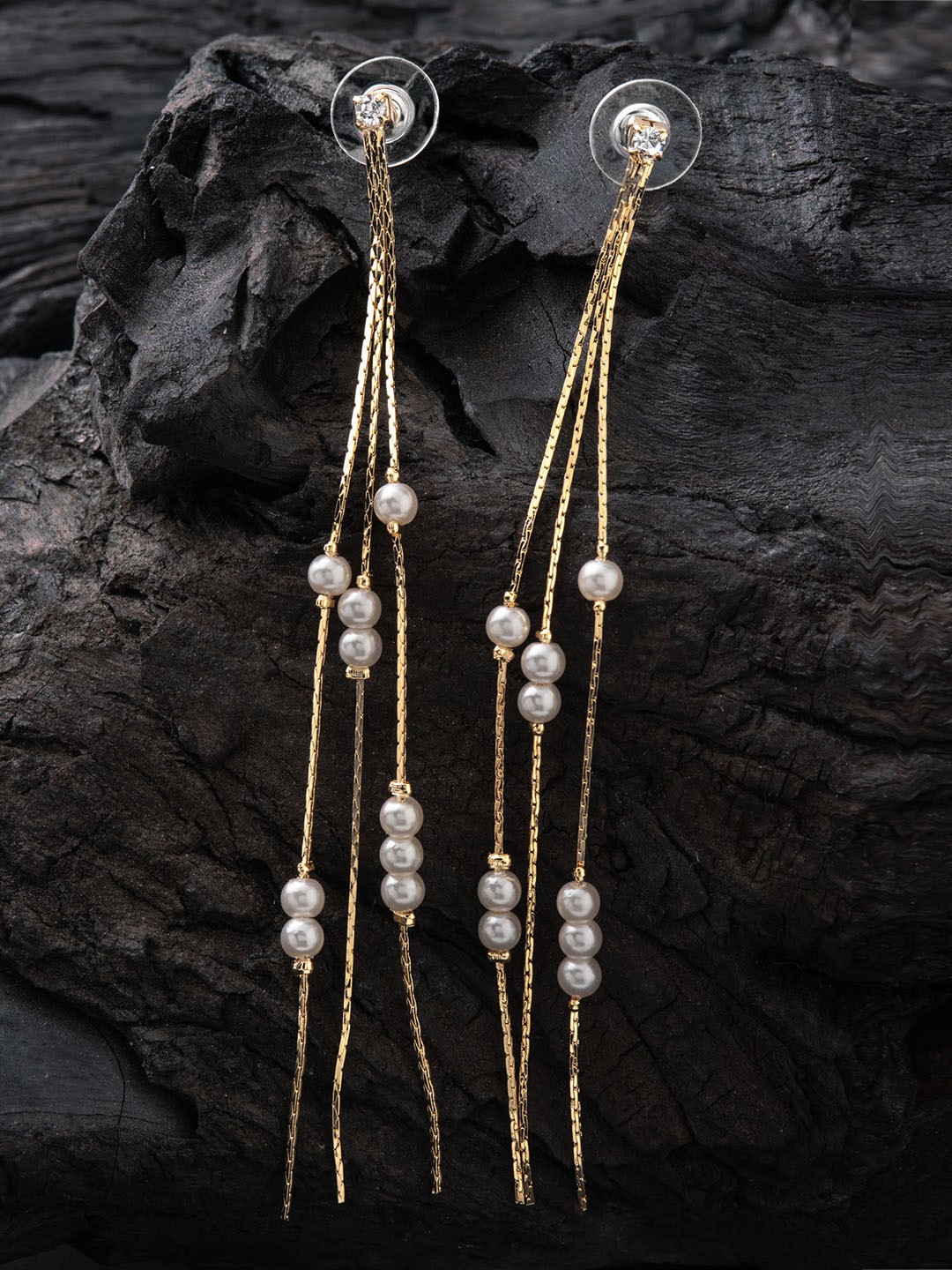 

E2O Gold-Plated Beaded Contemporary Drop Earrings