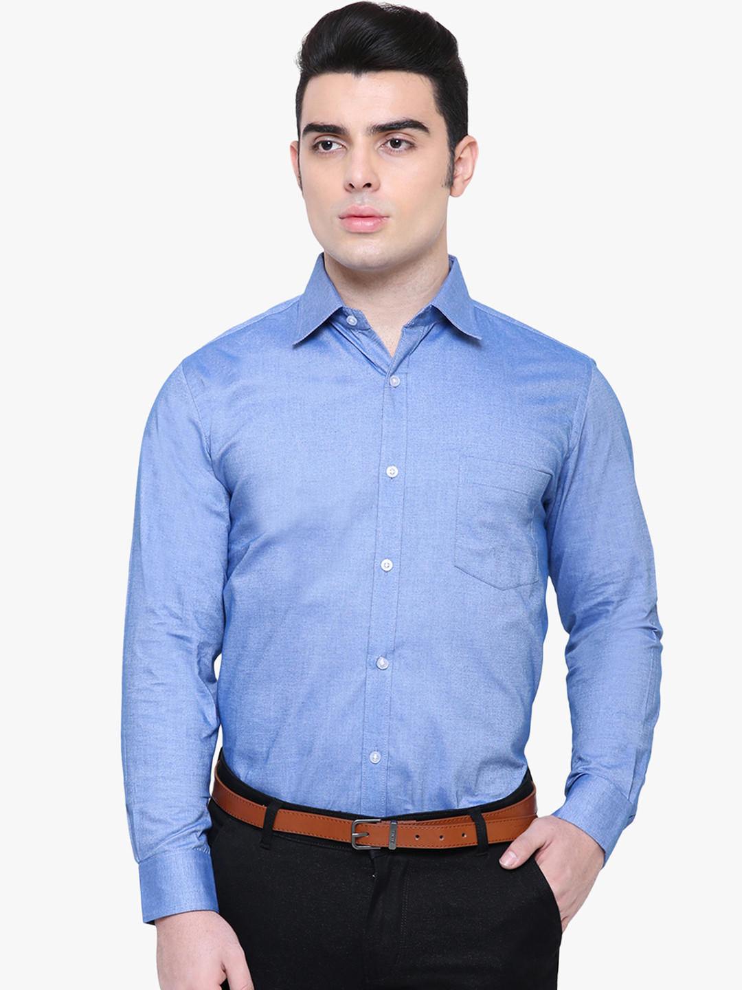 

Southbay Men Navy Blue Smart Tailored Fit Solid Oxford Formal Shirt