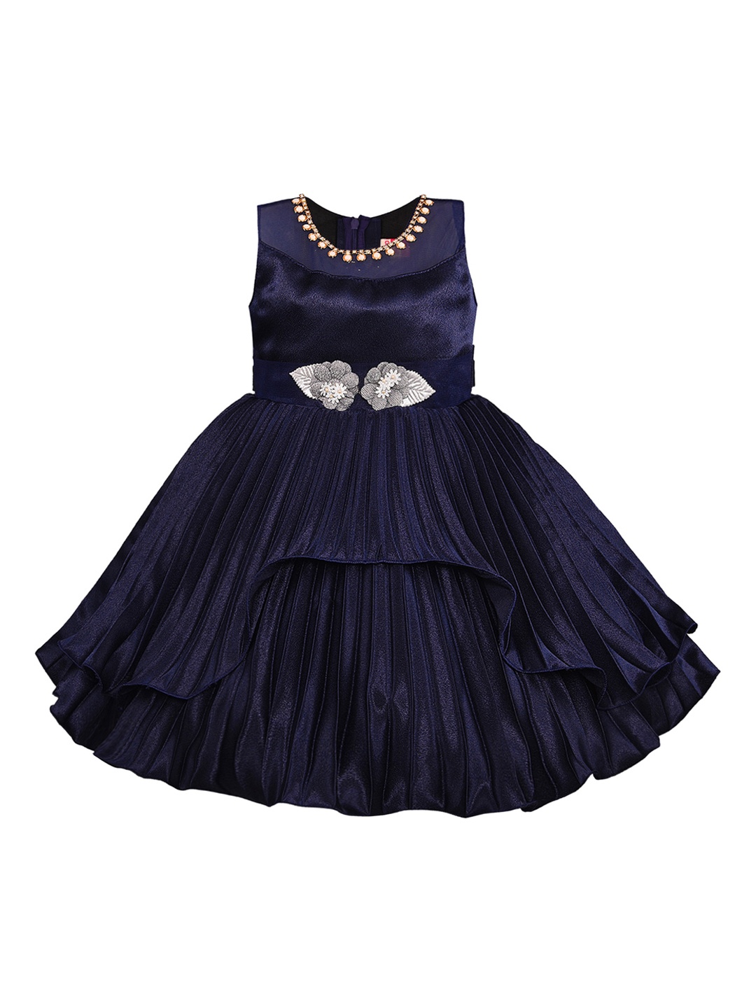 

Wish Karo Girls Navy Blue Embellished Fit and Flare Dress
